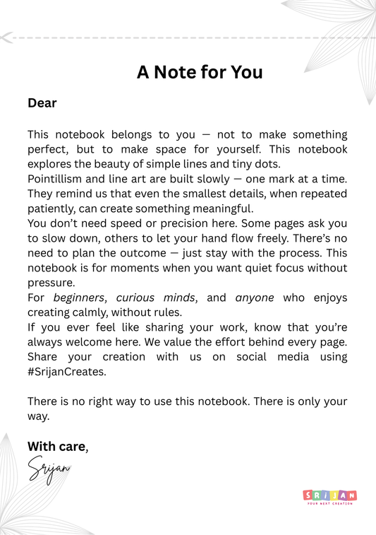 REKHA – A5 Line Art & Pointillism Notepad for Slow Creativity