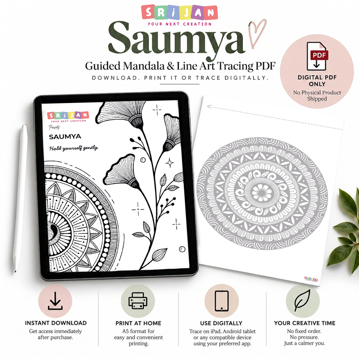 Saumya — Printable Mandala Tracing PDF | Guided Art for Beginners