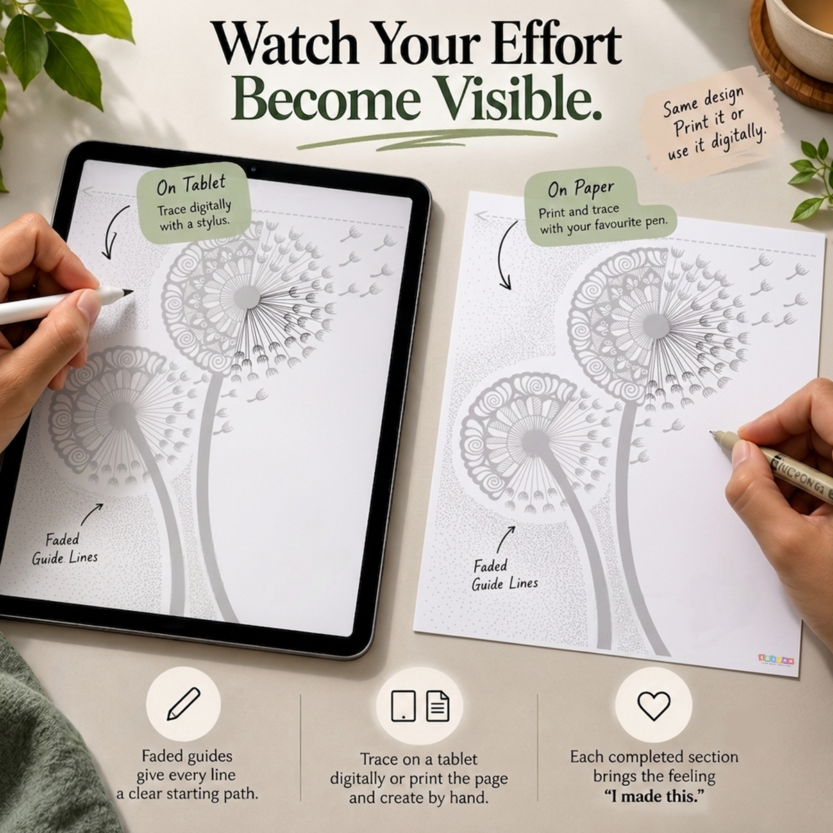 Saumya — Printable Mandala Tracing PDF | Guided Art for Beginners