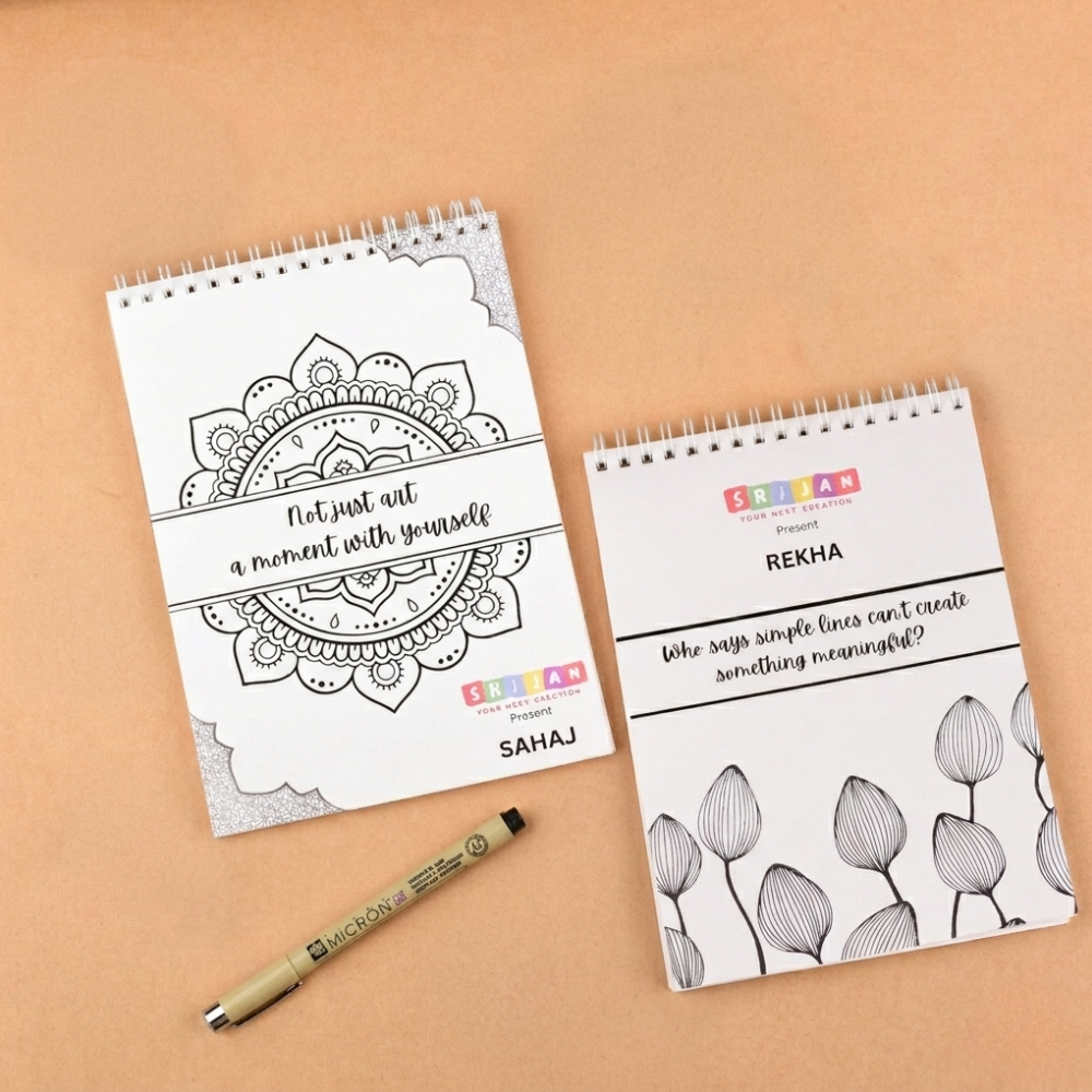 REKHA + SAHAJ – A5 Line Art & Mandala Notepad Duo
