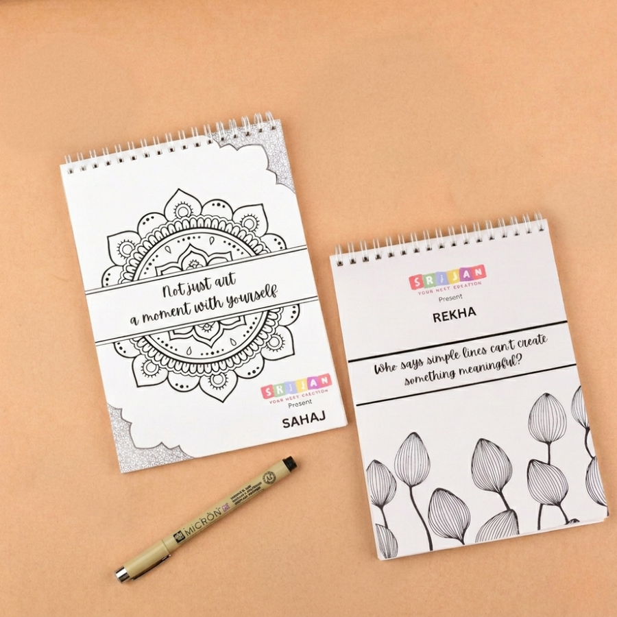REKHA + SAHAJ – A5 Line Art & Mandala Notepad Duo