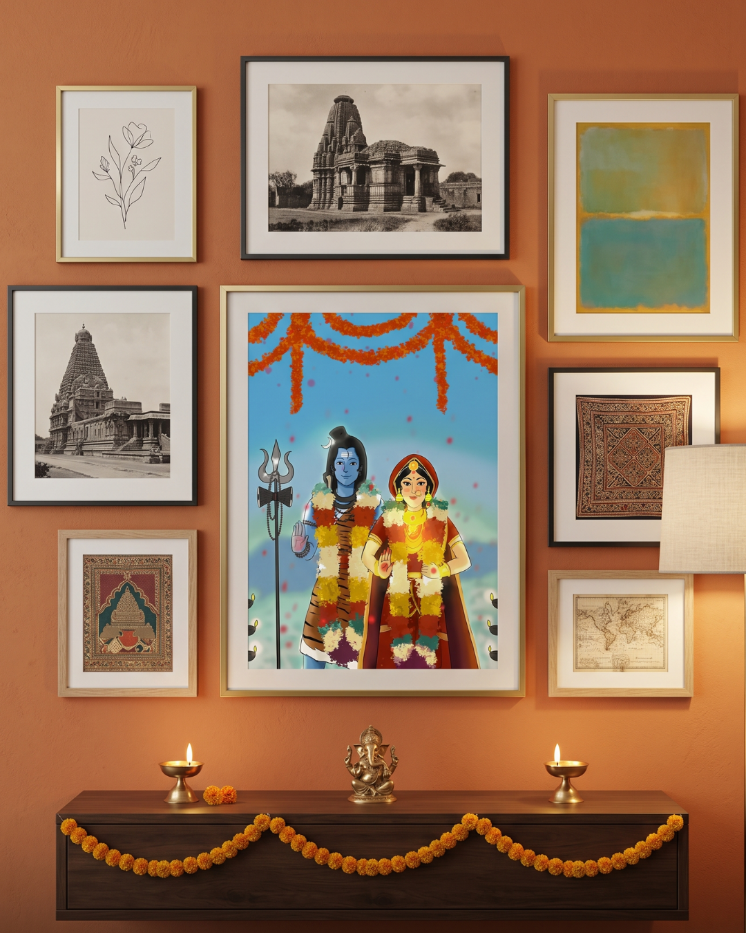 Shiv Parvati Divine Wedding Digital Art Print | Exclusive Srijan x Nidtoon Collaboration | High-Res 4:5 Ratio Printable PDF Wall Art